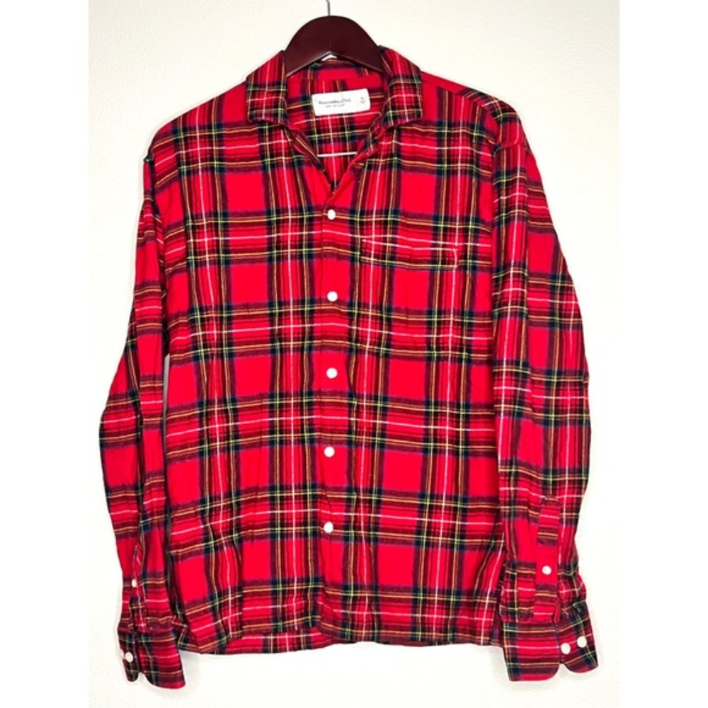 Abercrombie Fitch Soft A F Sleep Plaid Flannel Pajama Shirt Medium Red